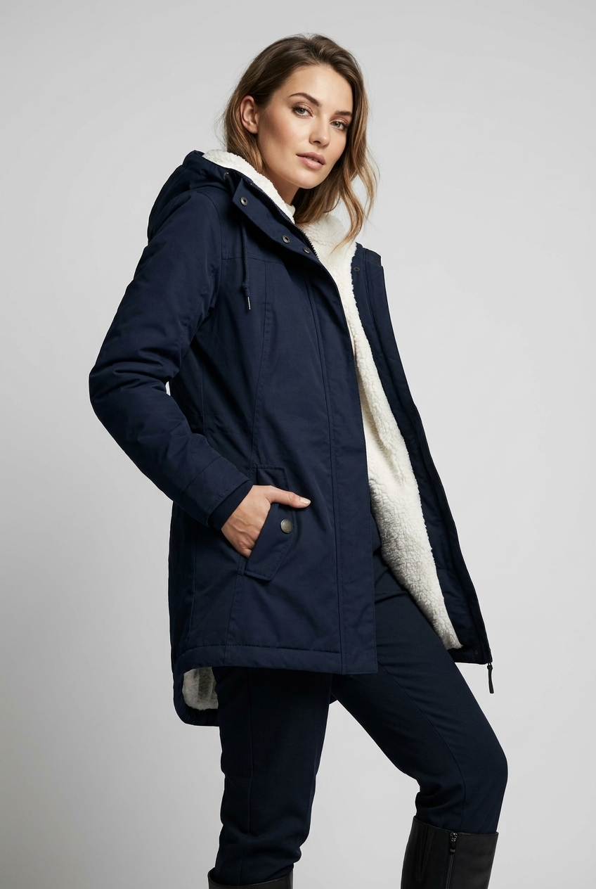 Axelle Beaumont | Women's Long Padded Winter Coat with Hood