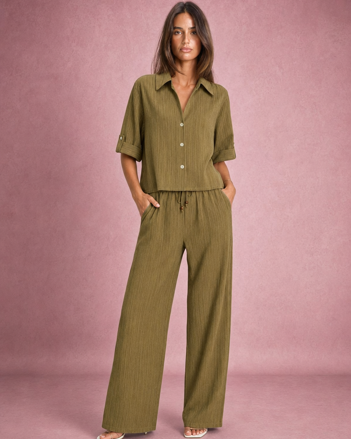Isaline Noirville | Relaxed Shirt & Wide Leg Trousers Co-ord Set