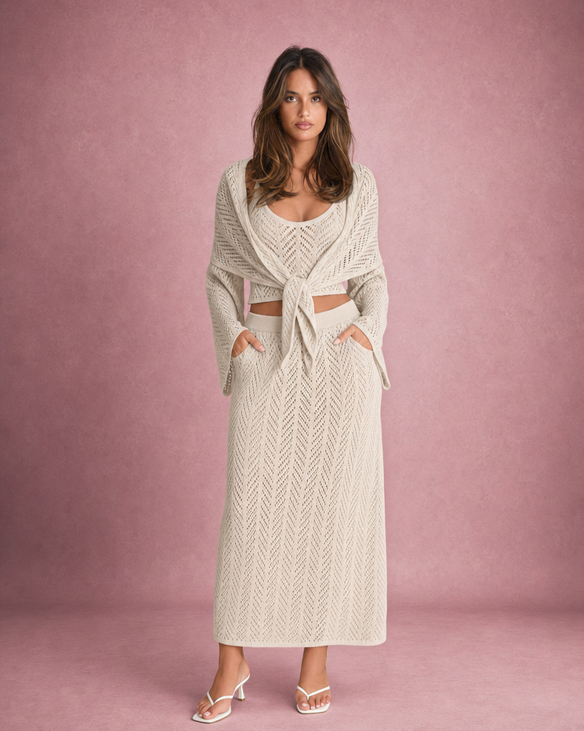 Laurine Delvaux | Open Knit Crochet Co-ord Set