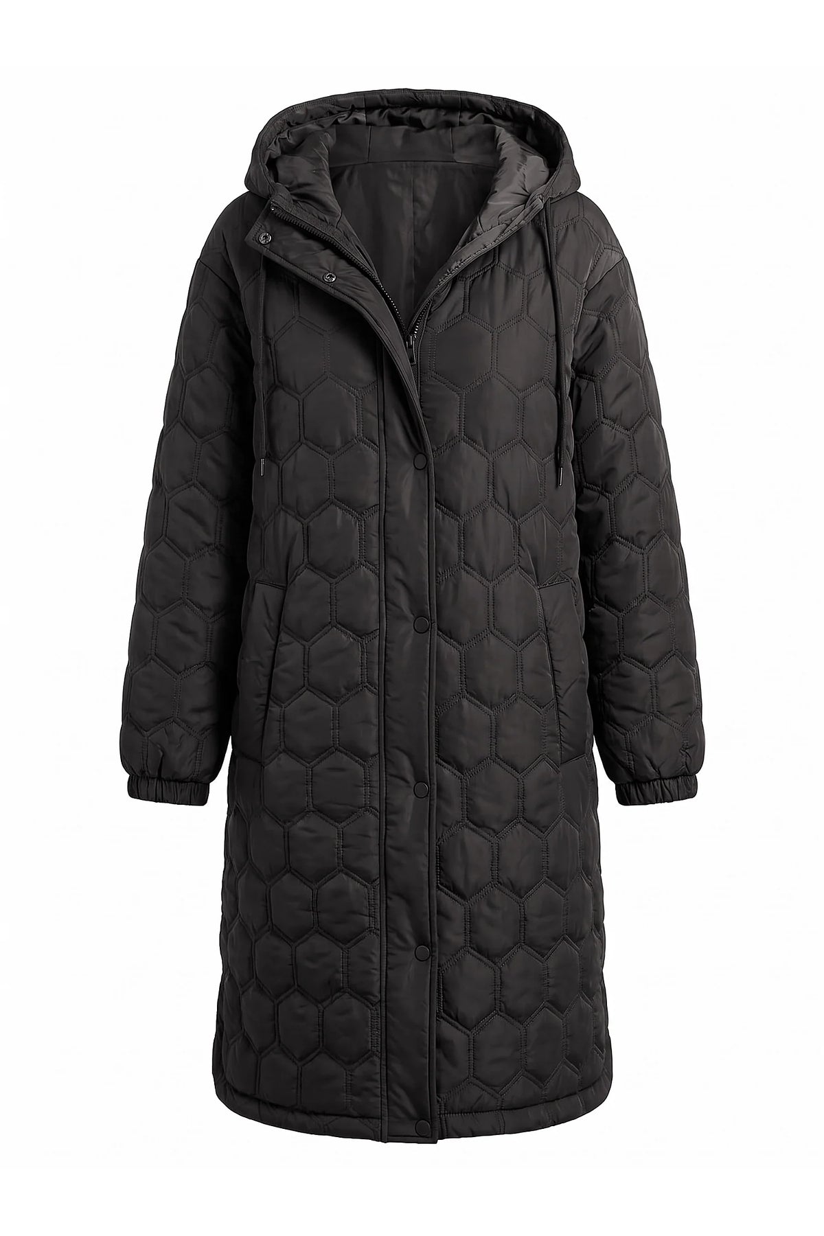 Margaux Chevalier | Women’s Winter Warm Longline Quilted Puffer Coat with Hood and Full Zip Front
