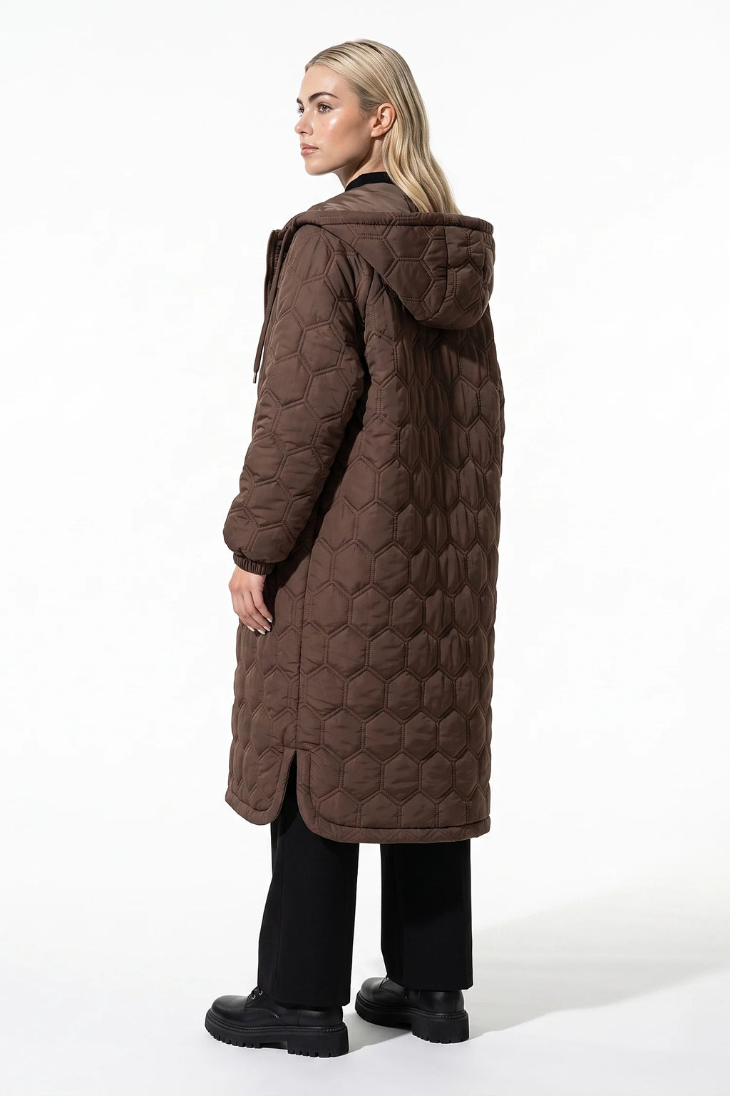 Margaux Chevalier | Women’s Winter Warm Longline Quilted Puffer Coat with Hood and Full Zip Front