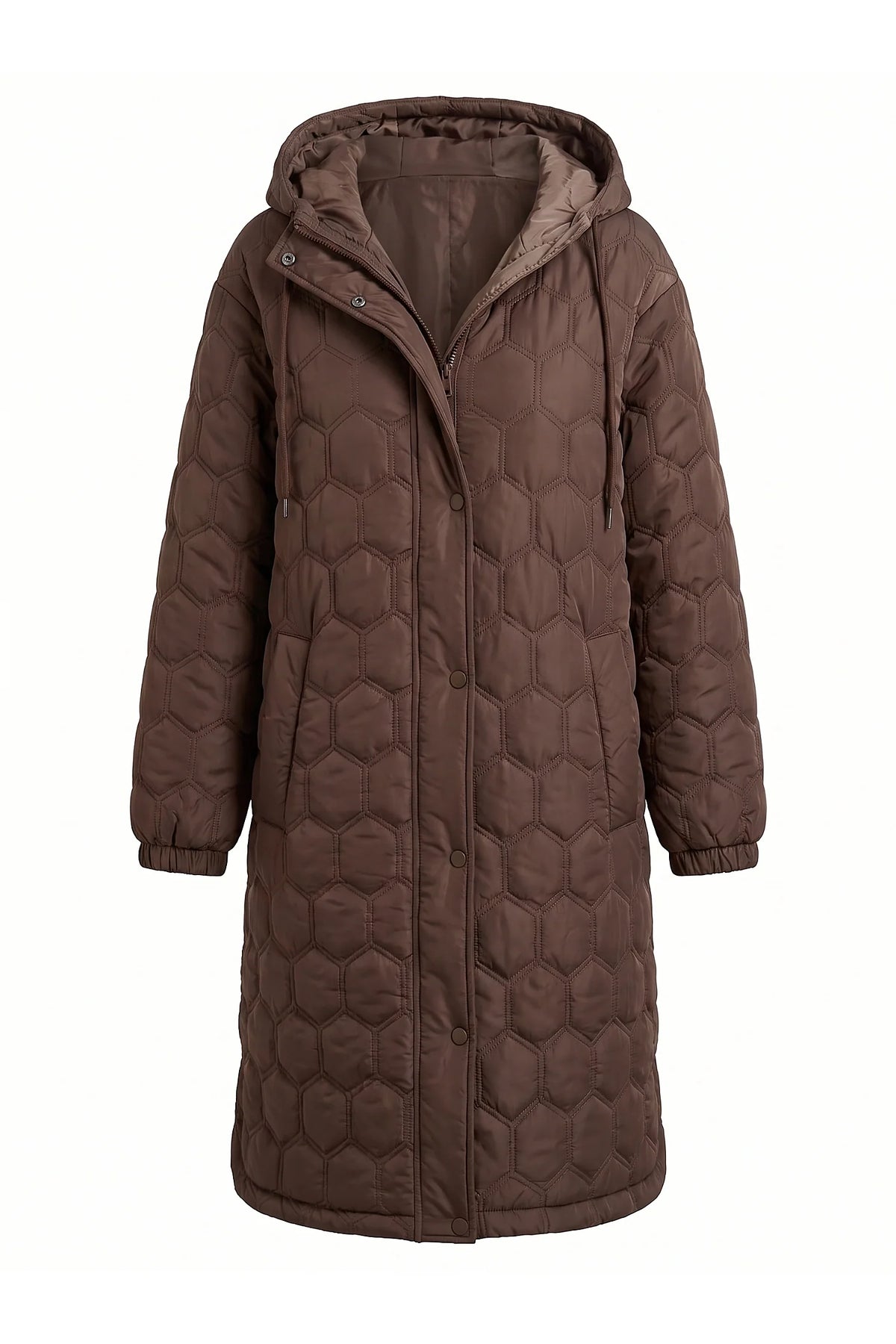 Margaux Chevalier | Women’s Winter Warm Longline Quilted Puffer Coat with Hood and Full Zip Front