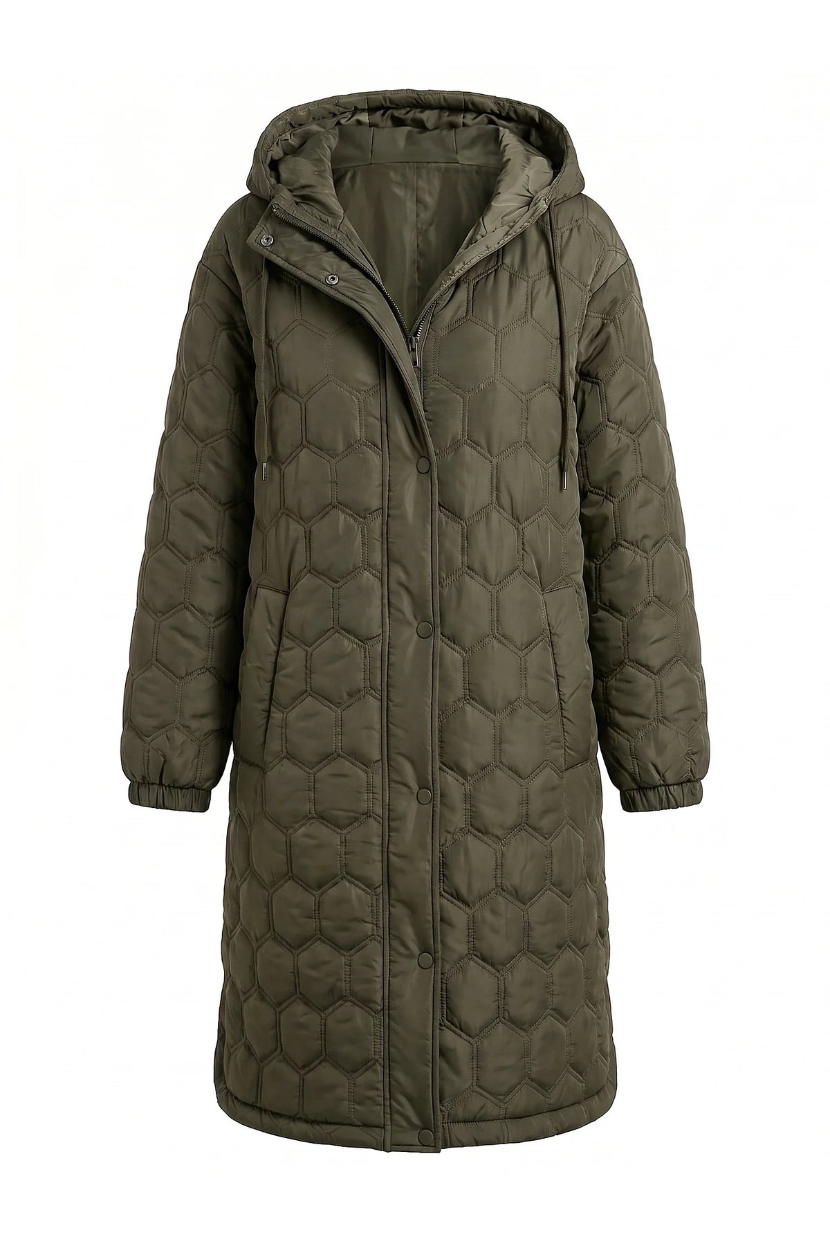 Margaux Chevalier | Women’s Winter Warm Longline Quilted Puffer Coat with Hood and Full Zip Front