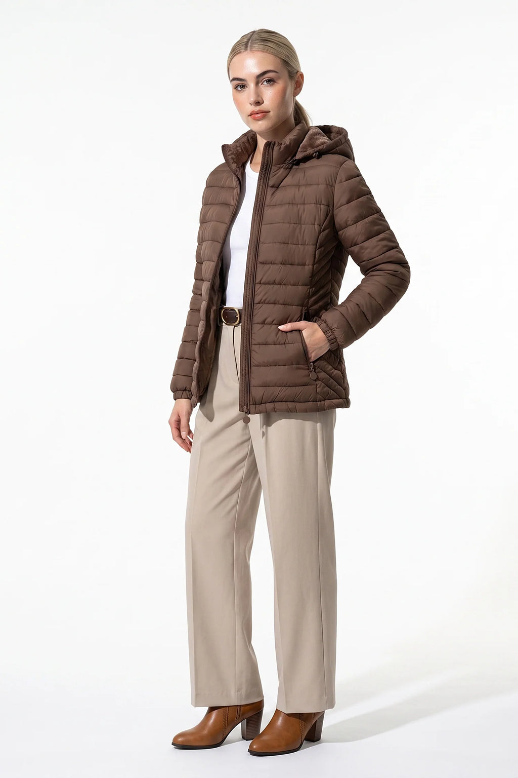 Victoire Tanguy | Women's Fleece Lined Warm Hooded Puffer Jacket