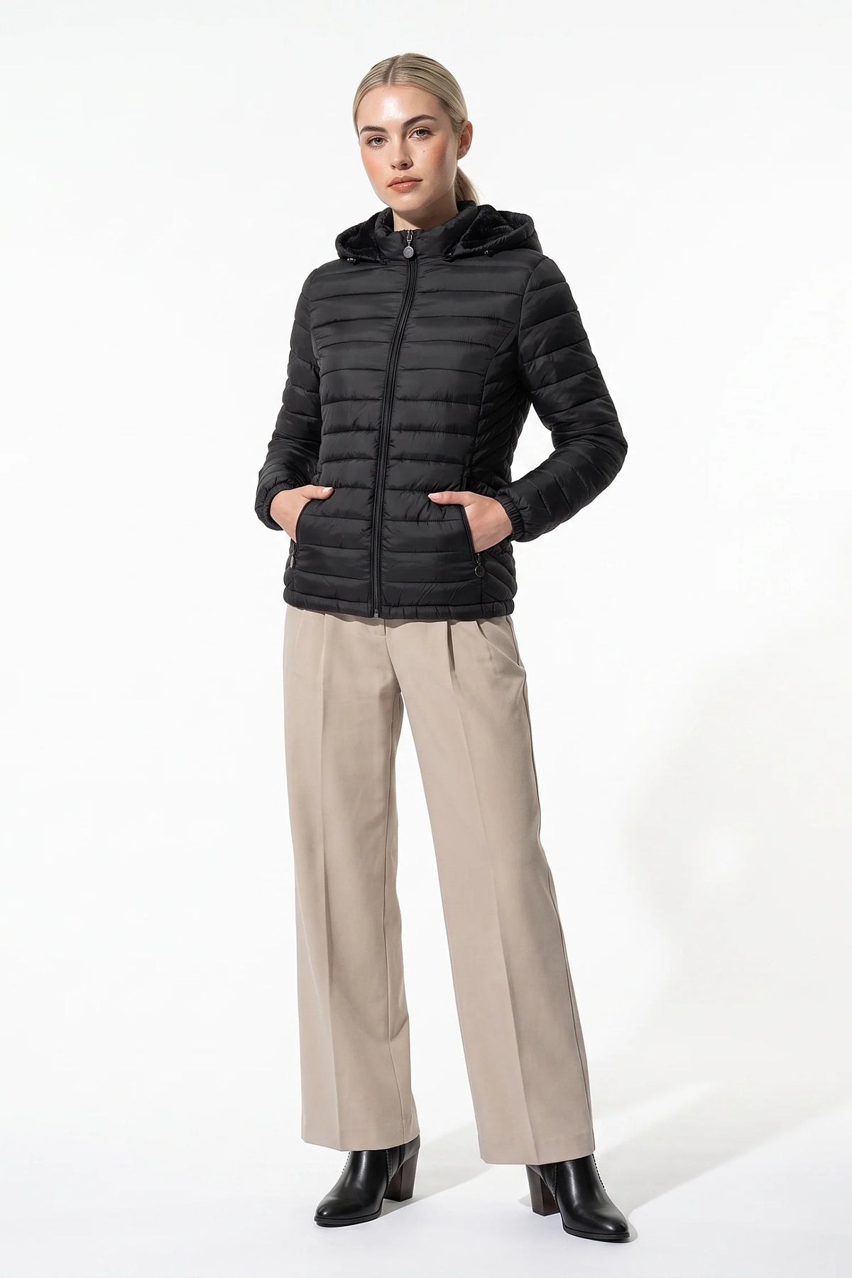 Victoire Tanguy | Women's Fleece Lined Warm Hooded Puffer Jacket
