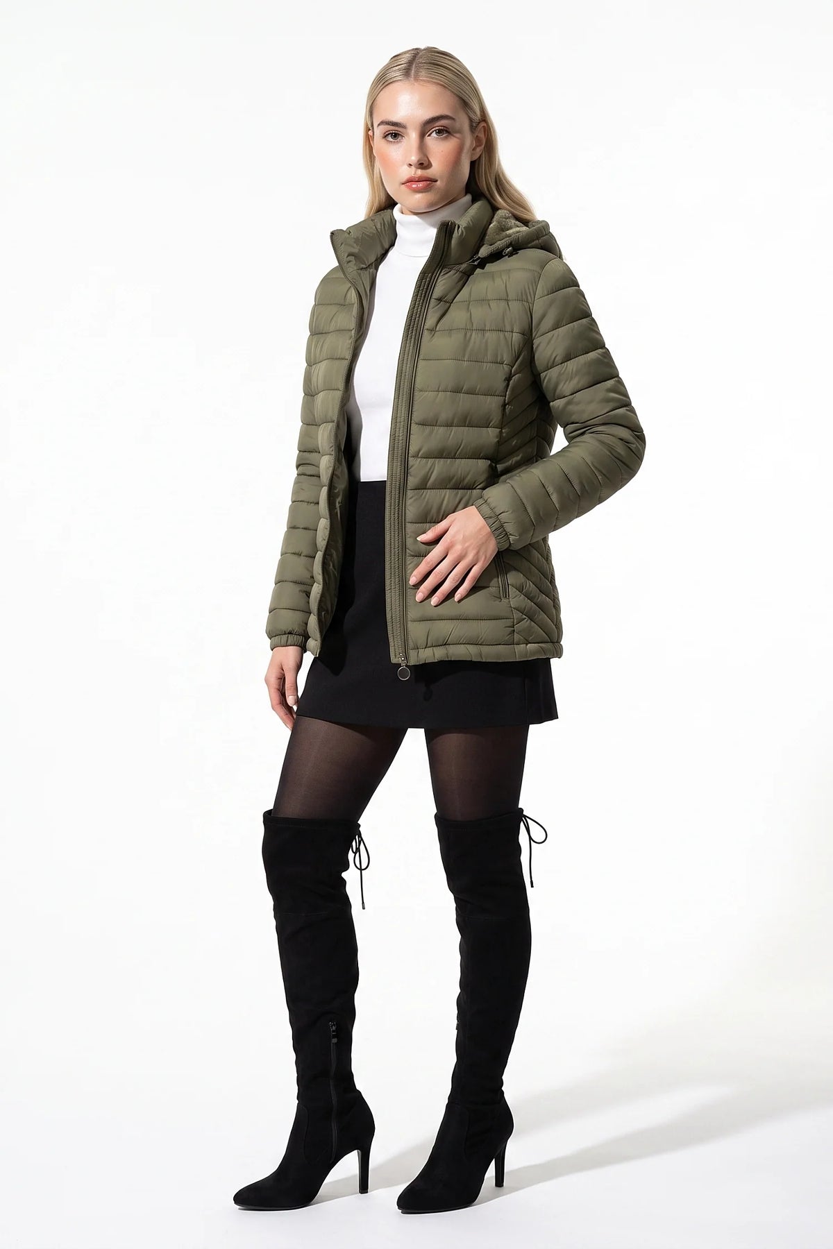Victoire Tanguy | Women's Fleece Lined Warm Hooded Puffer Jacket