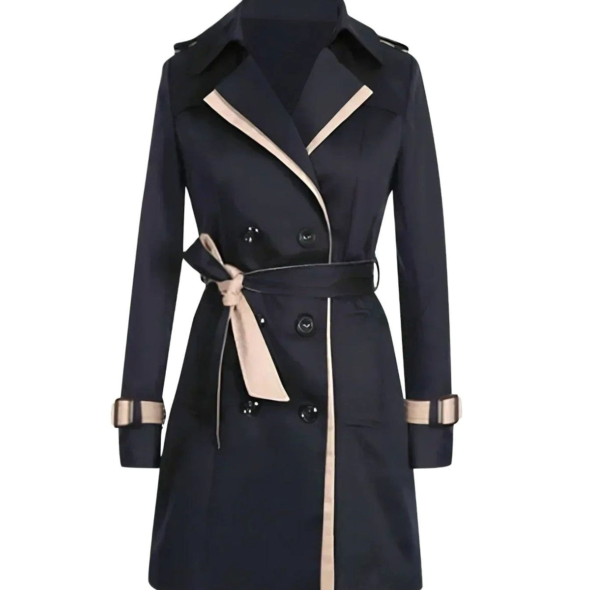 Beline Arles | Women's Double-Breasted Belted Trench Winter Coat