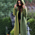 Isaure Vitré | Women's Hooded Ribbed Knit Open-Front Maxi Cardigan