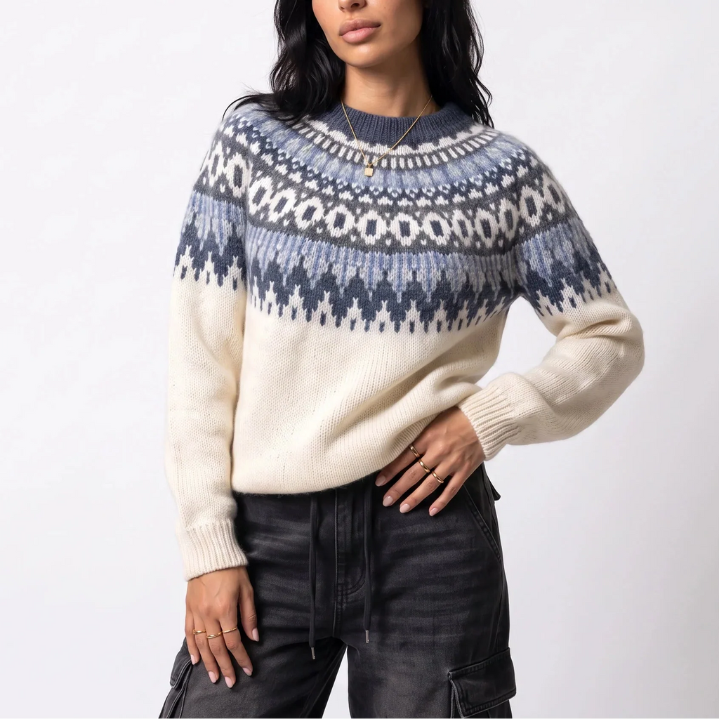 Loane Vichy | Women’s Fair Isle Knit Jumper - Nordic Pattern in Ivory