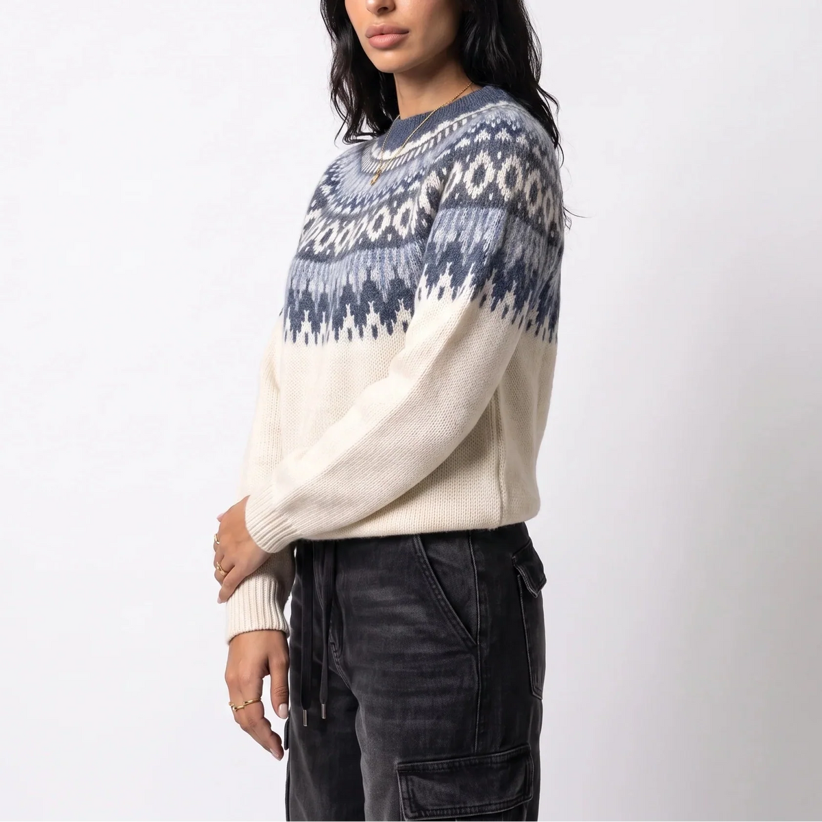 Loane Vichy | Women’s Fair Isle Knit Jumper - Nordic Pattern in Ivory