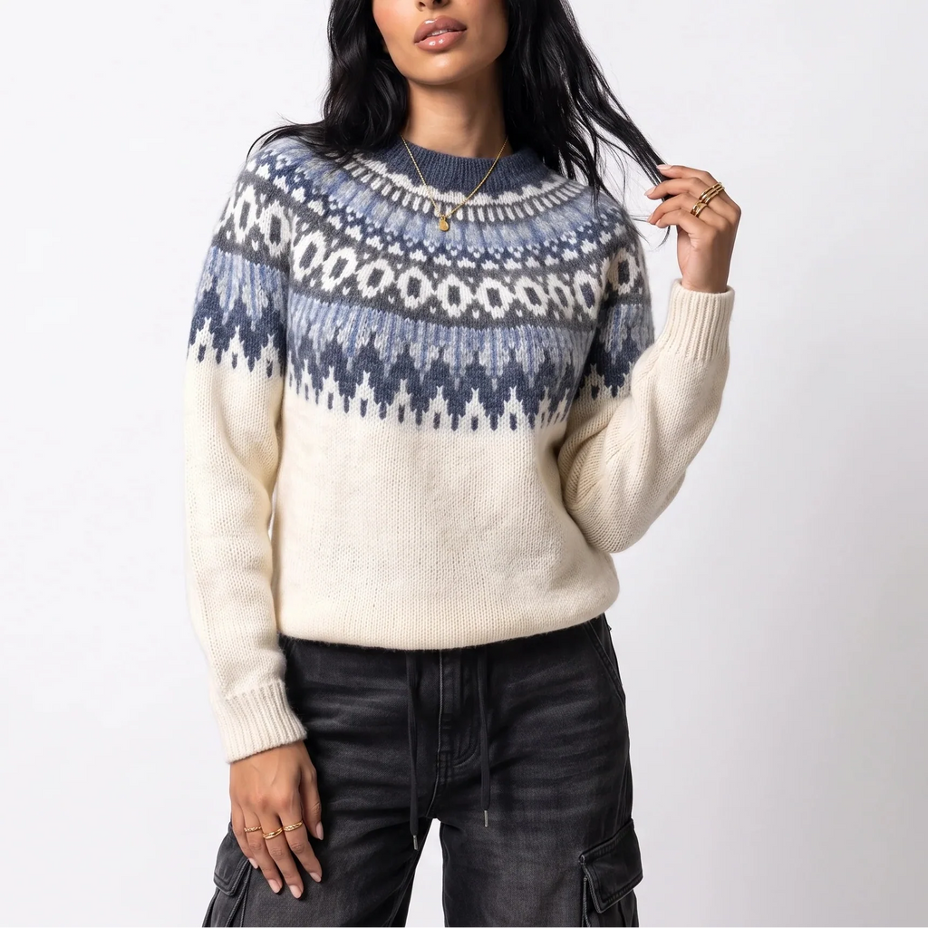 Loane Vichy | Women’s Fair Isle Knit Jumper - Nordic Pattern in Ivory