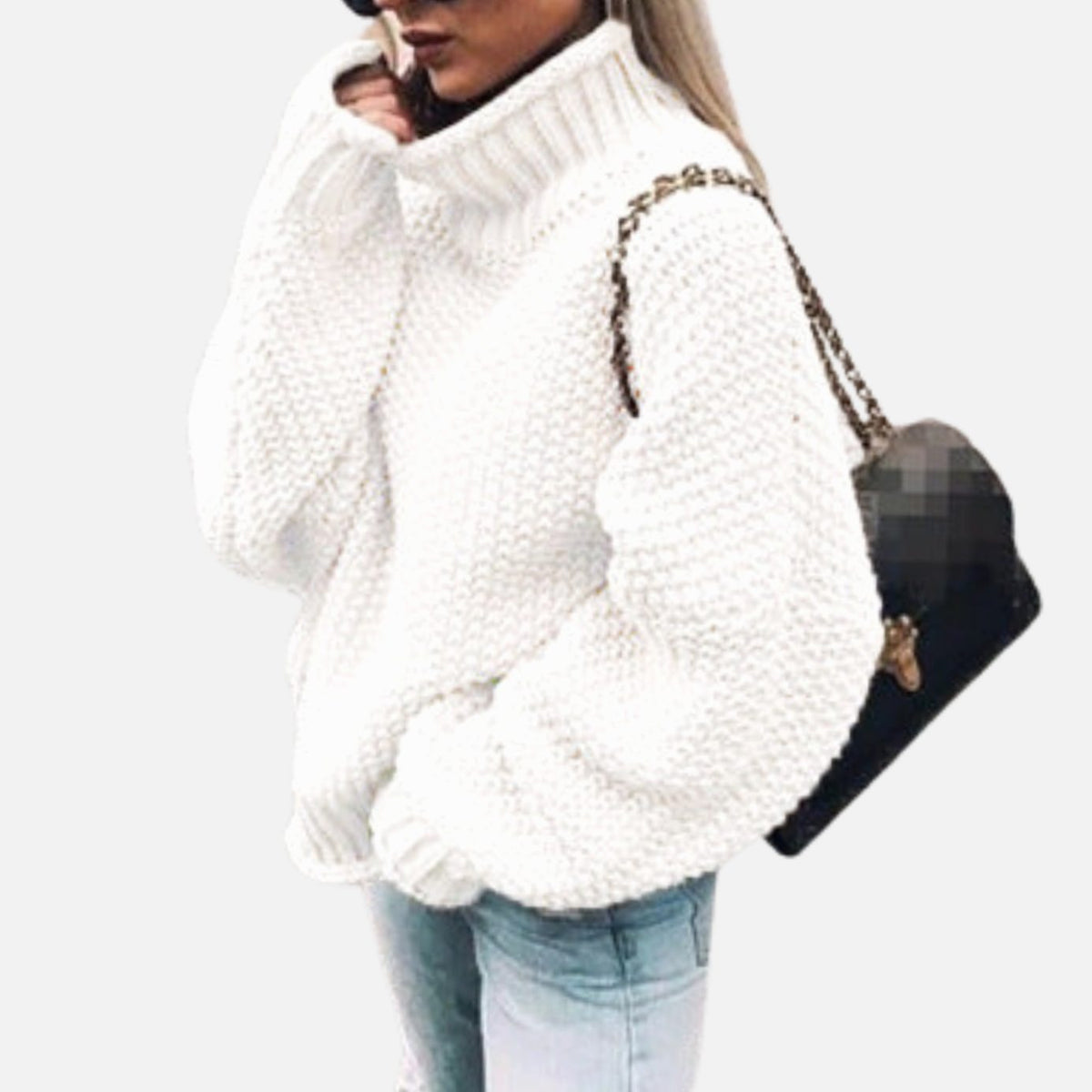 Brune Laval | Women's Oversized Chunky Knit Turtleneck Sweater