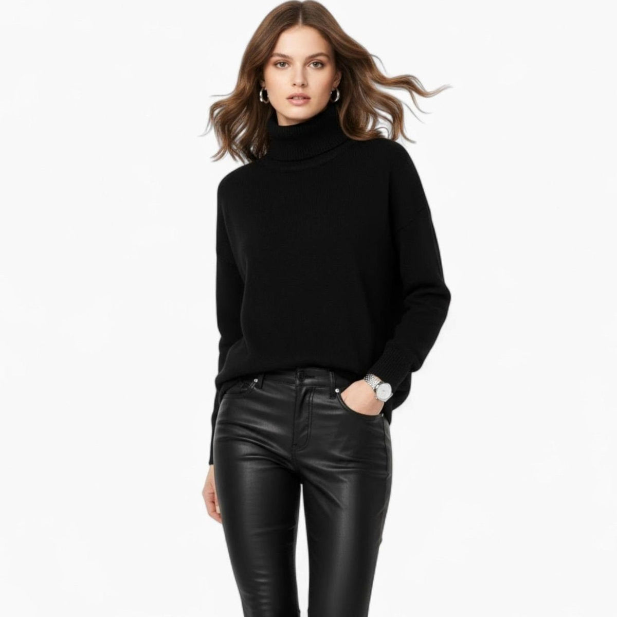 Cléo Sorel | Women's Oversized Chunky Turtleneck Knit Sweater