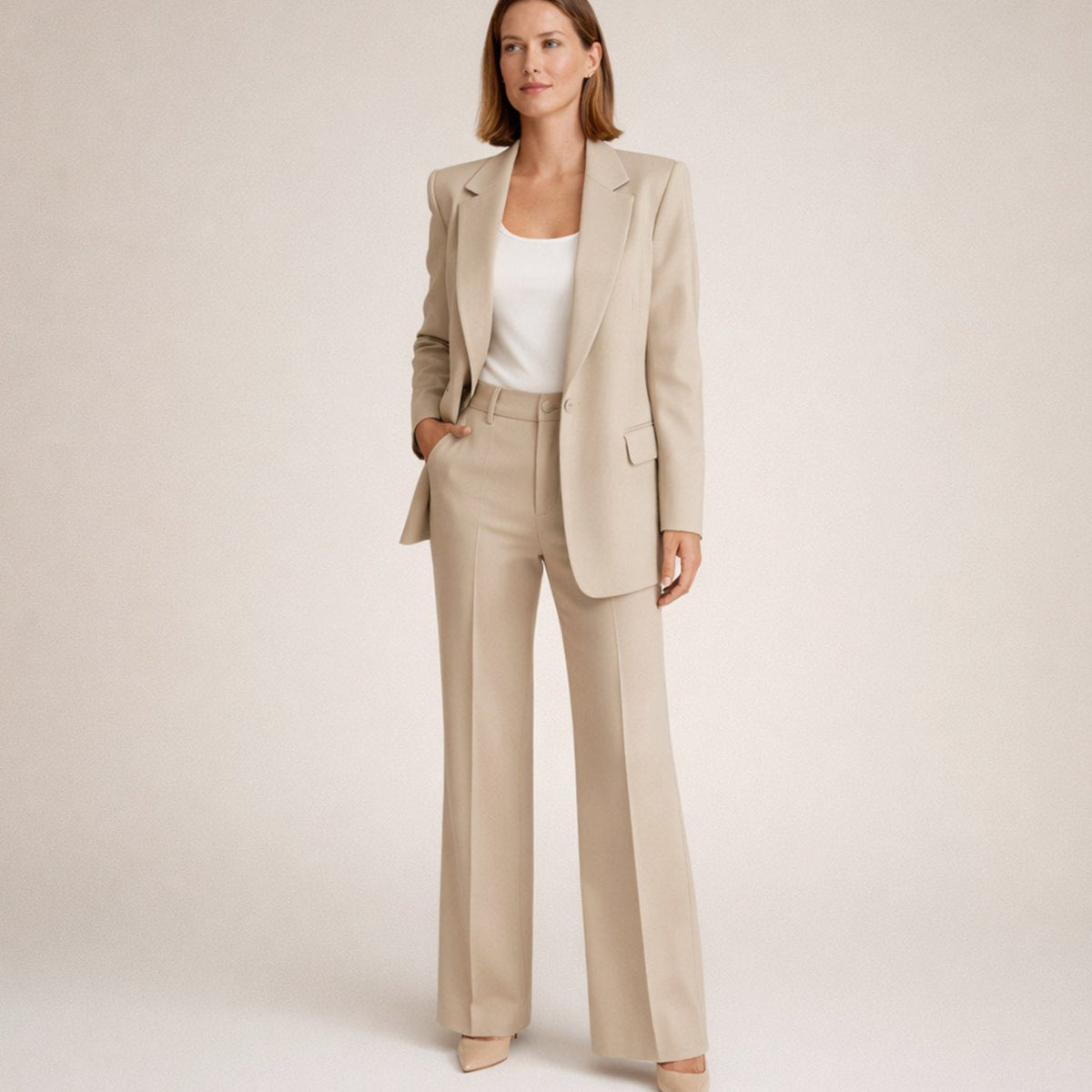 Claire Avray | Women's Wide-Leg Flared Tailored Two-Piece Trouser Suit