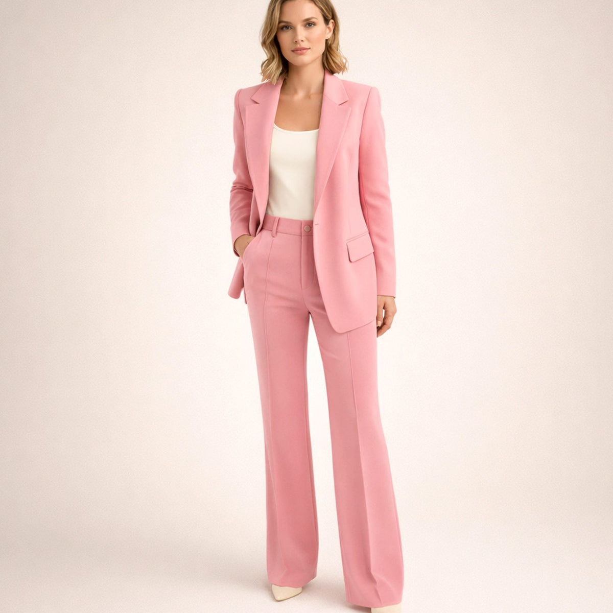 Claire Avray | Women's Wide-Leg Flared Tailored Two-Piece Trouser Suit