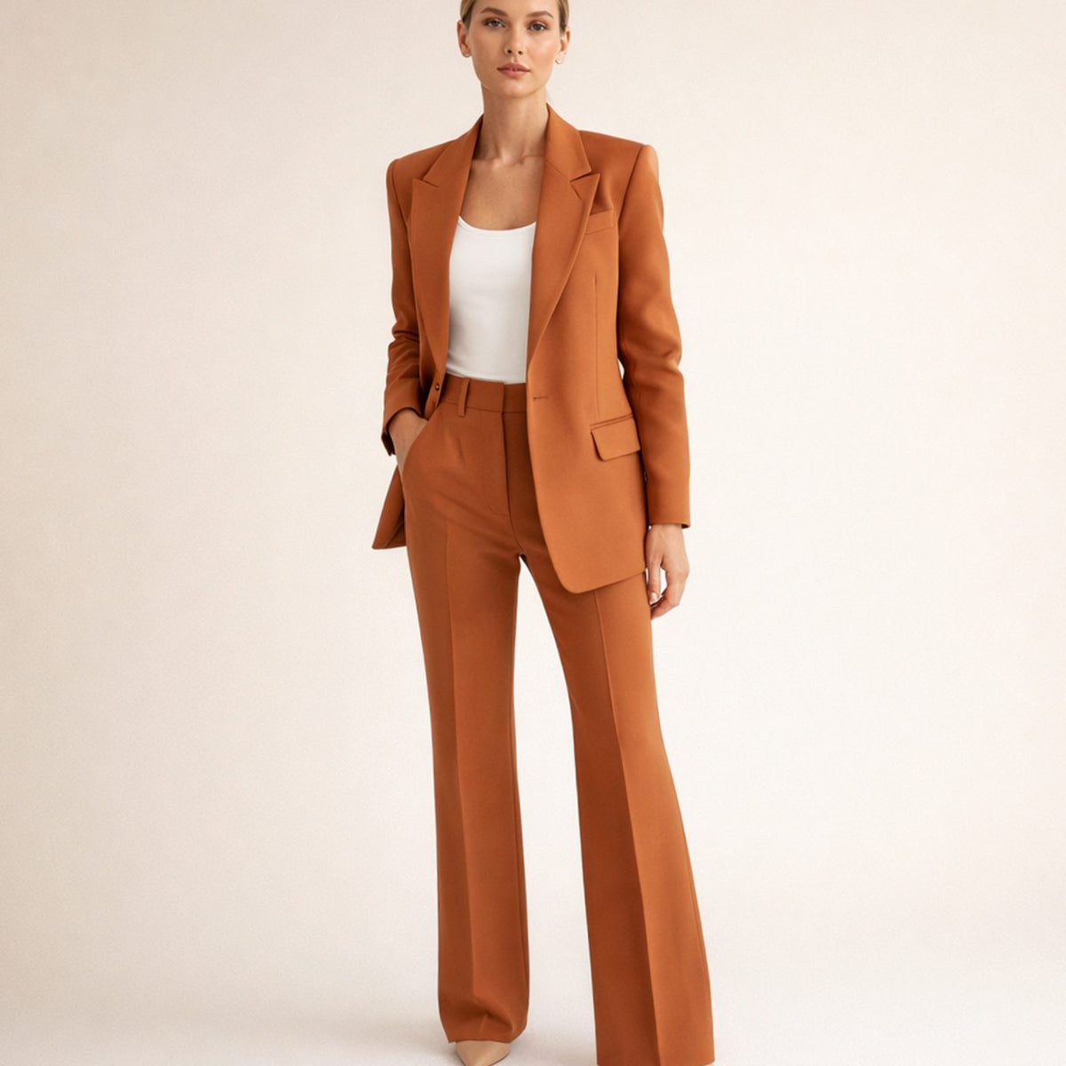Claire Avray | Women's Wide-Leg Flared Tailored Two-Piece Trouser Suit