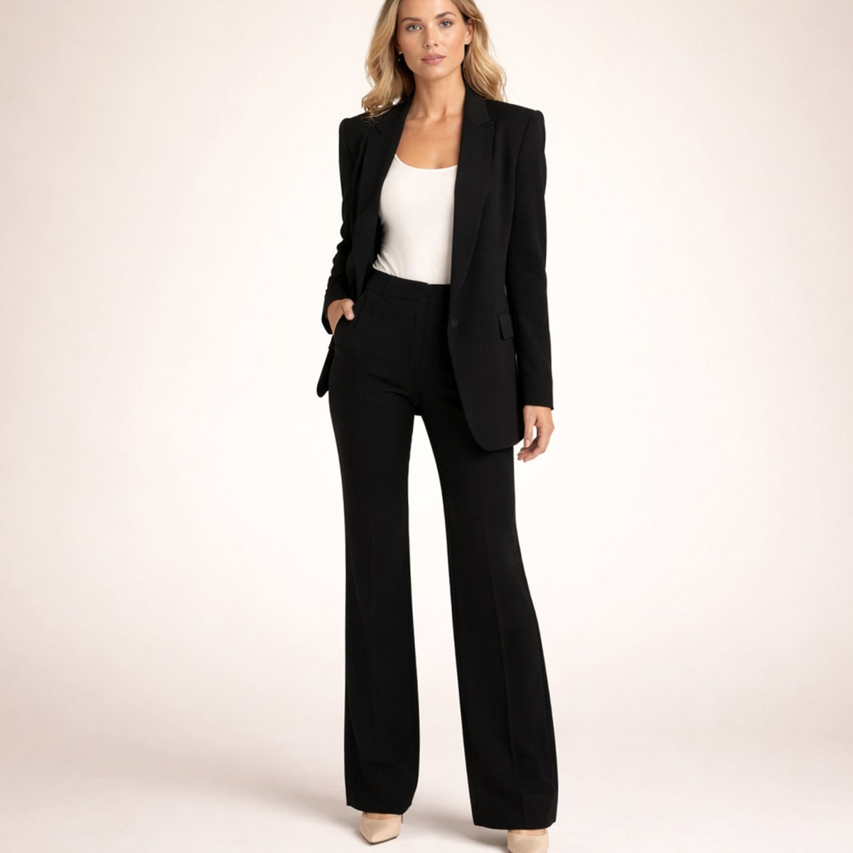 Claire Avray | Women's Wide-Leg Flared Tailored Two-Piece Trouser Suit