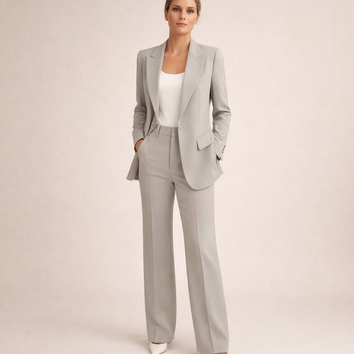 Claire Avray | Women's Wide-Leg Flared Tailored Two-Piece Trouser Suit