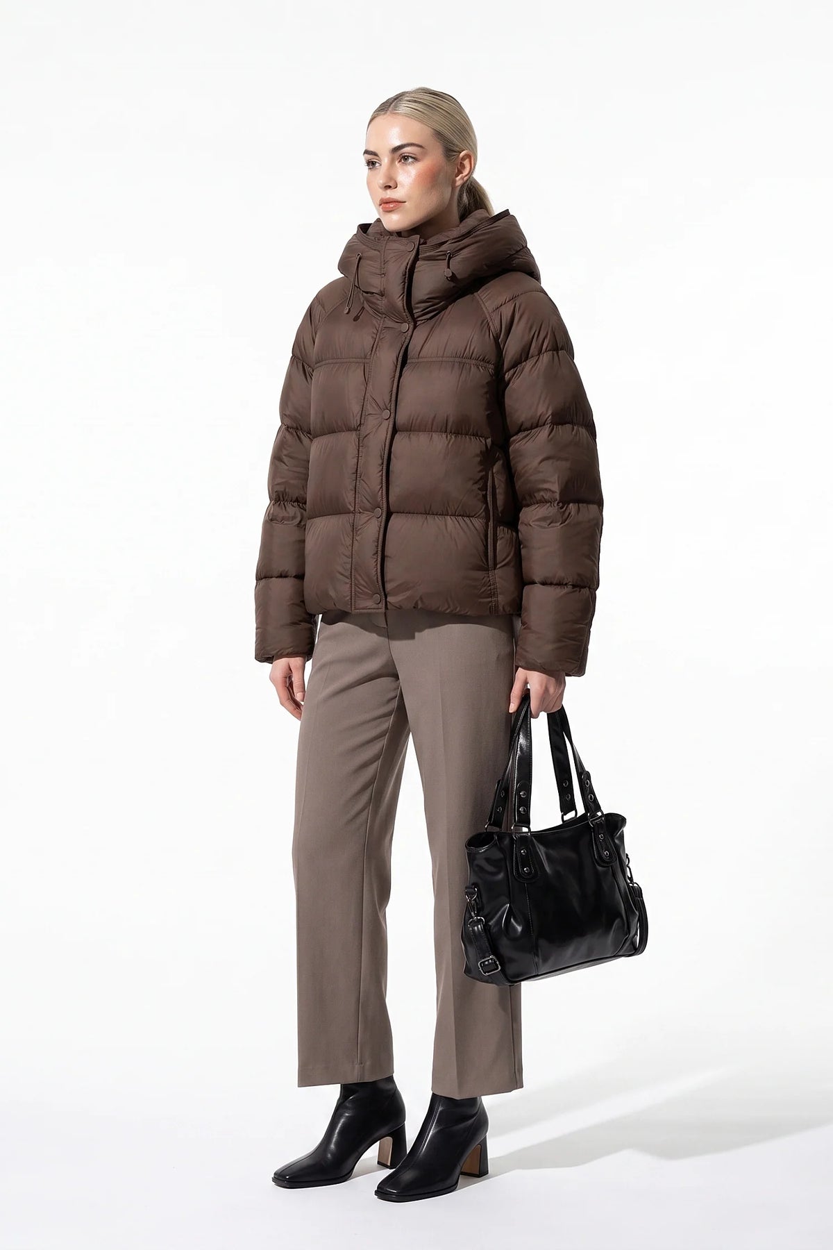 Coline Coulomb | Women’s Winter Warm Hooded Puffer Jacket with Relaxed Cropped Fit