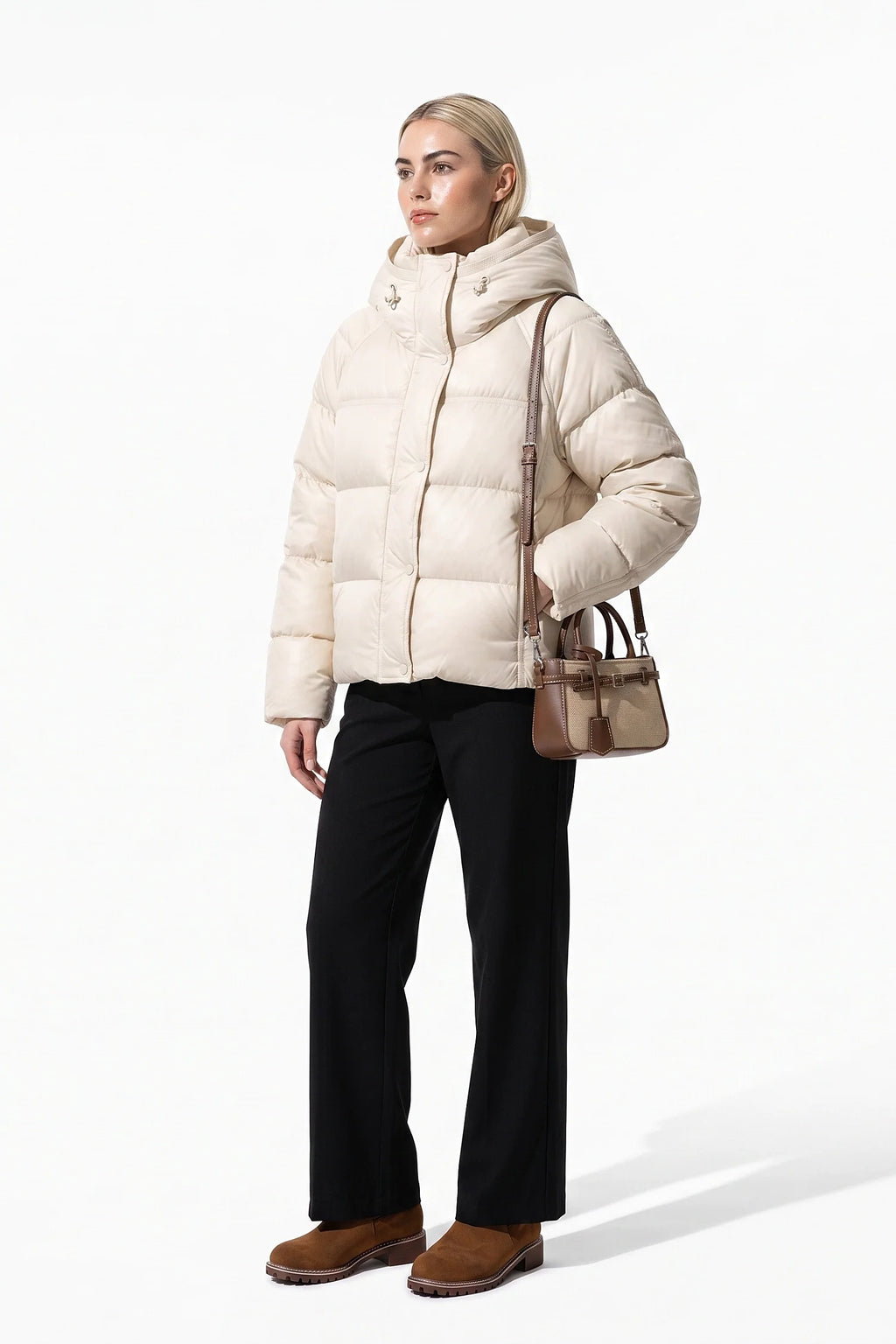 Coline Coulomb | Women’s Winter Warm Hooded Puffer Jacket with Relaxed Cropped Fit