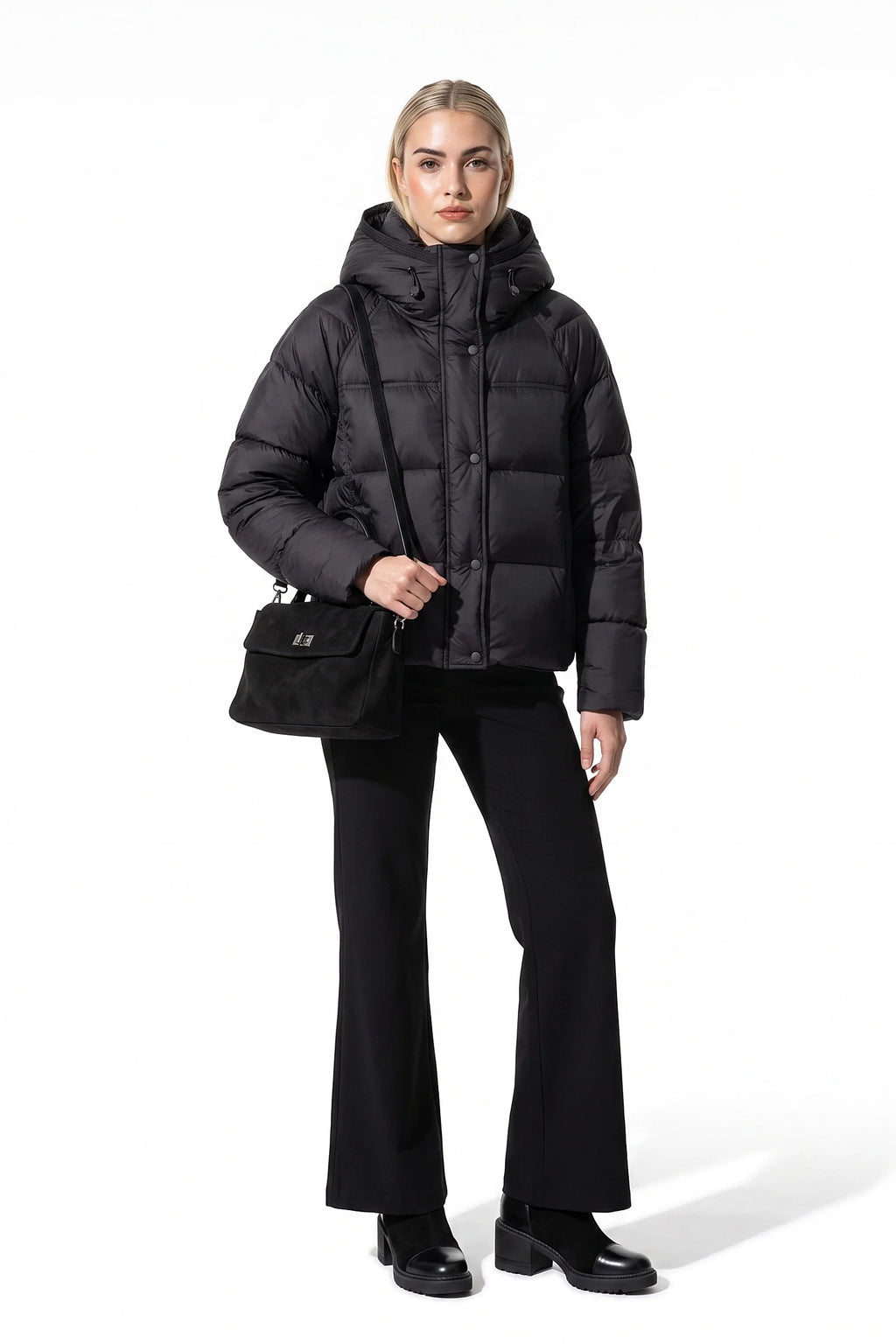 Coline Coulomb | Women’s Winter Warm Hooded Puffer Jacket with Relaxed Cropped Fit