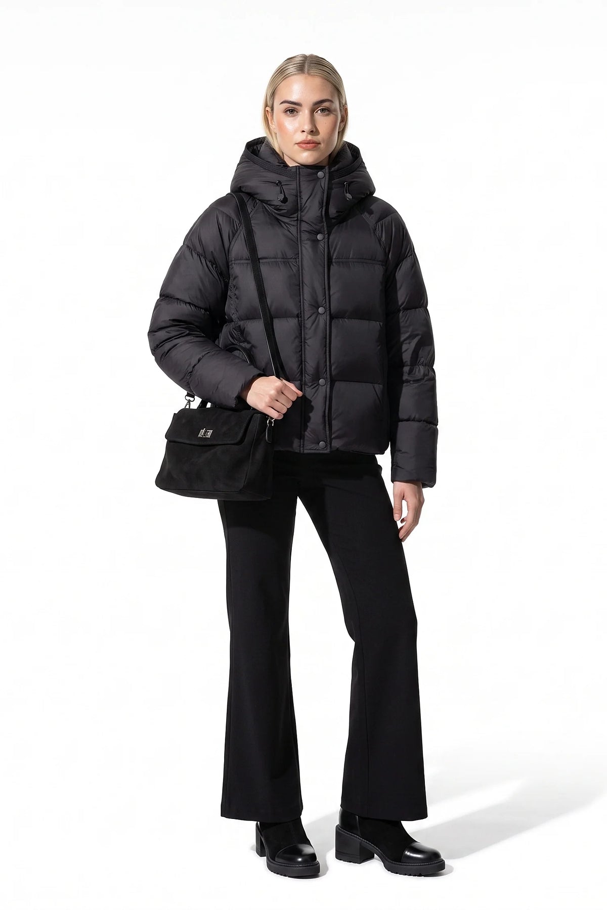 Coline Coulomb | Women’s Winter Warm Hooded Puffer Jacket with Relaxed Cropped Fit
