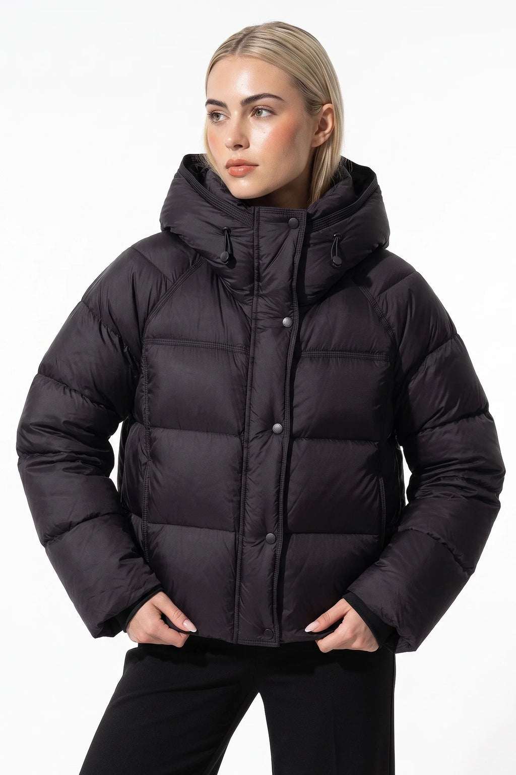 Coline Coulomb | Women’s Winter Warm Hooded Puffer Jacket with Relaxed Cropped Fit