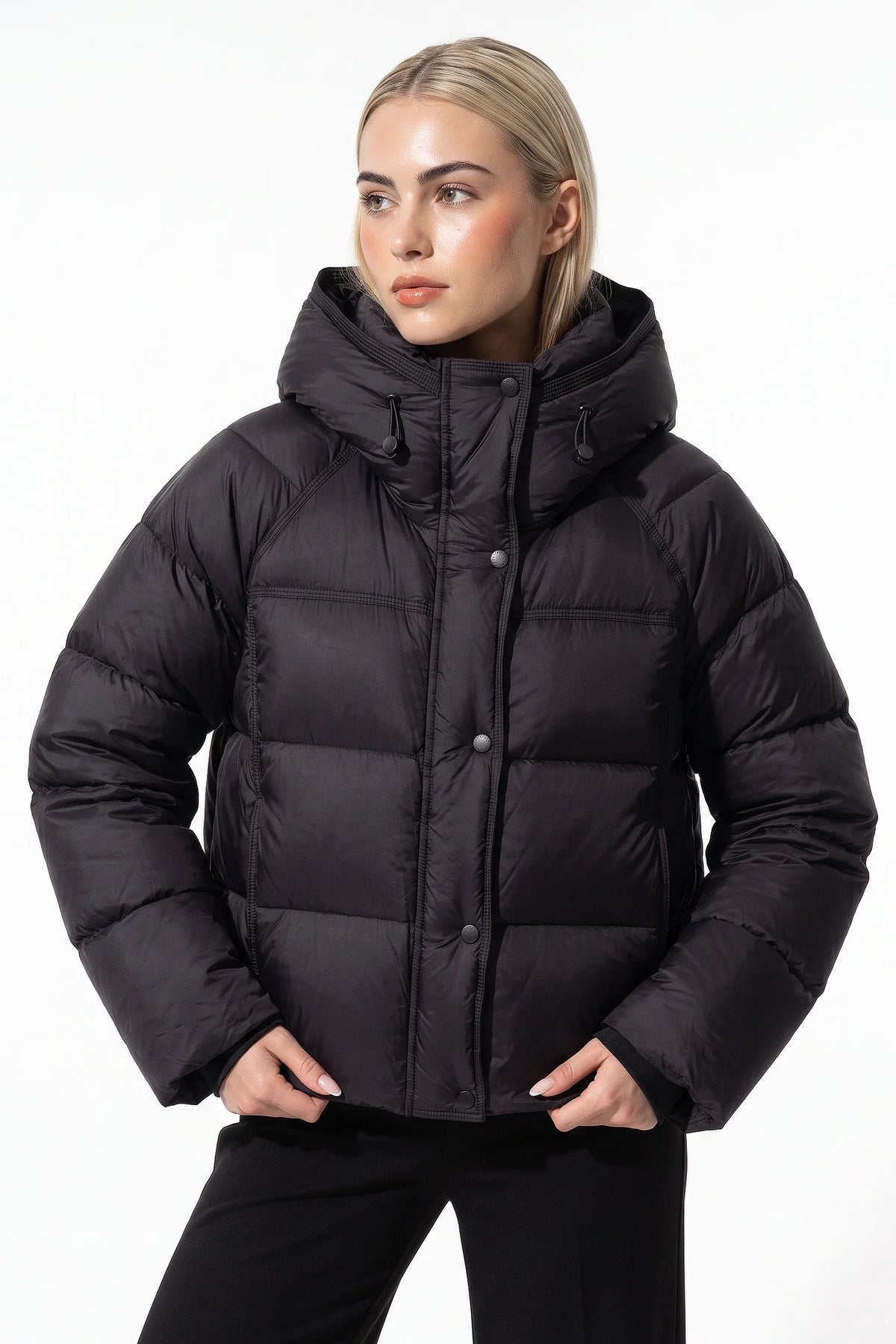 Coline Coulomb | Women’s Winter Warm Hooded Puffer Jacket with Relaxed Cropped Fit