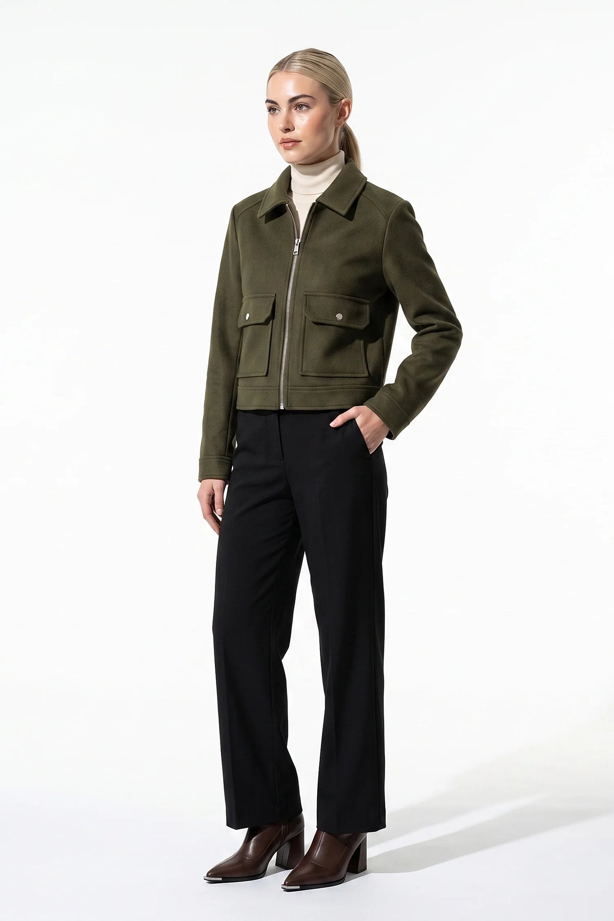 Clara Robert | Women's Winter Versatile Cropped Jacket with Zip Up