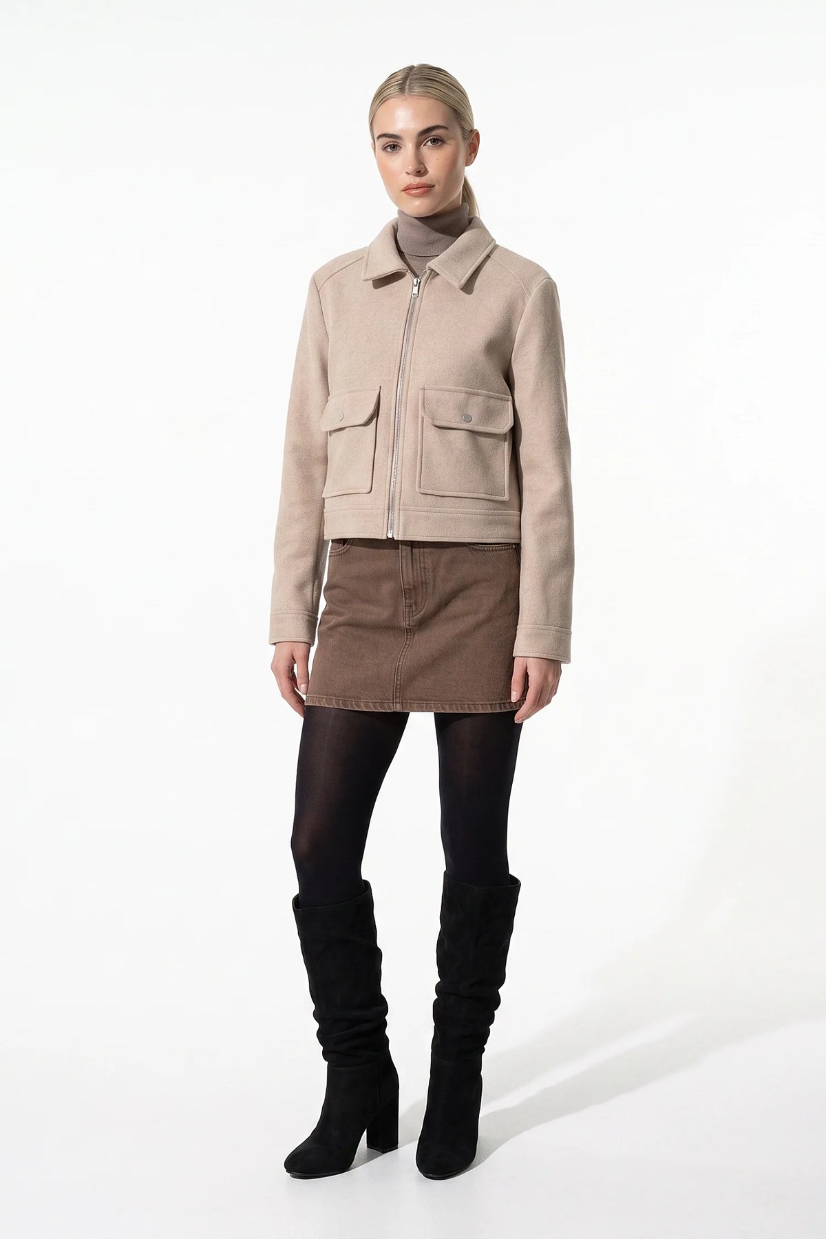 Clara Robert | Women's Winter Versatile Cropped Jacket with Zip Up