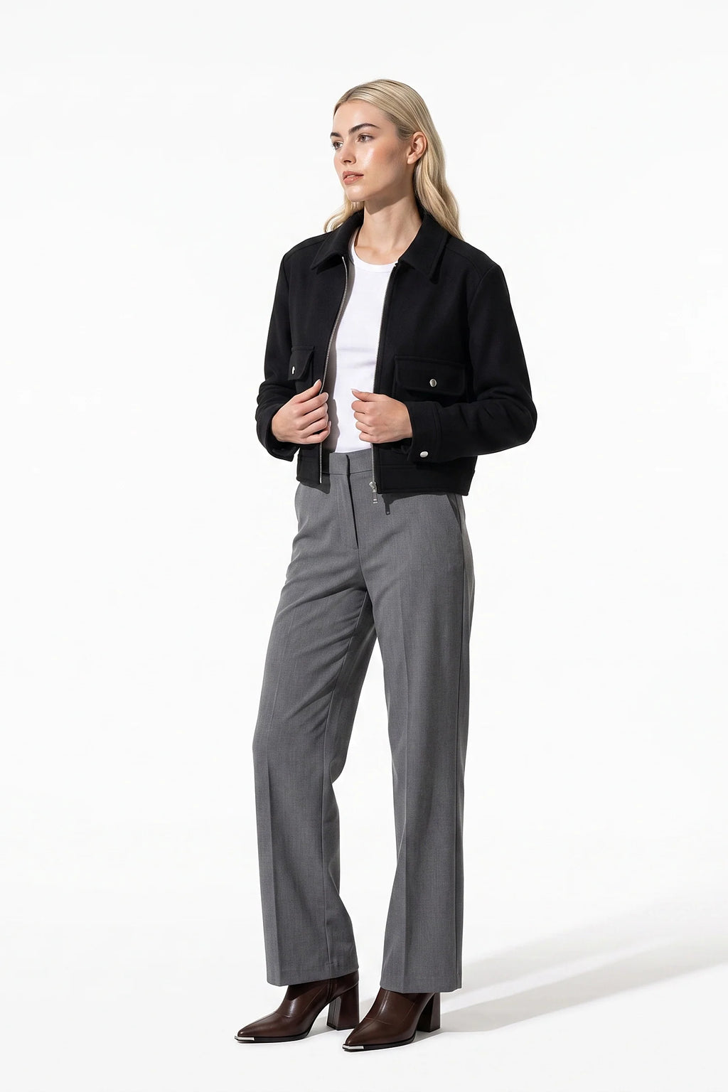 Clara Robert | Women's Winter Versatile Cropped Jacket with Zip Up