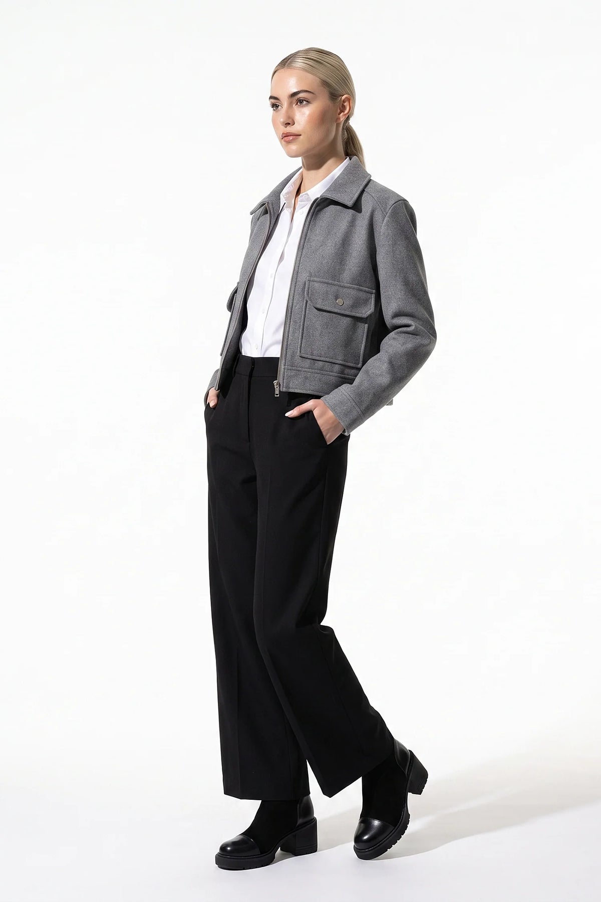 Clara Robert | Women's Winter Versatile Cropped Jacket with Zip Up
